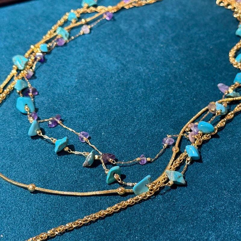 Dioralis™ Vintage Turquoise Amethyst Layered Necklace