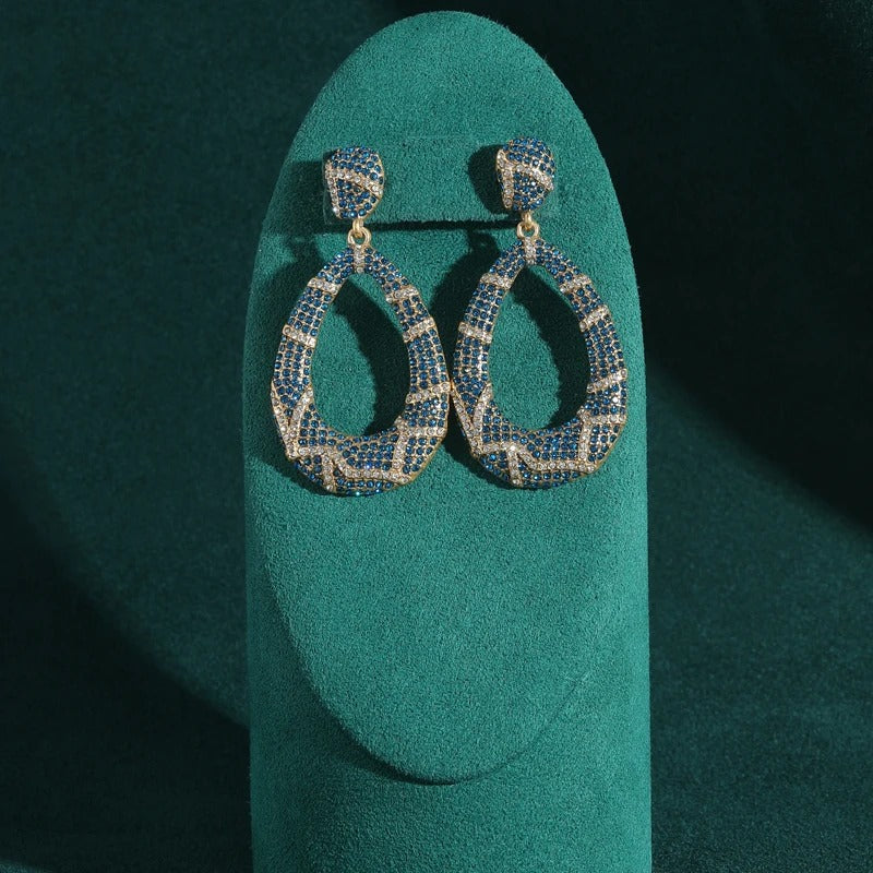 Ilavent™ Vintage Blue Teardrop Dangle Earrings