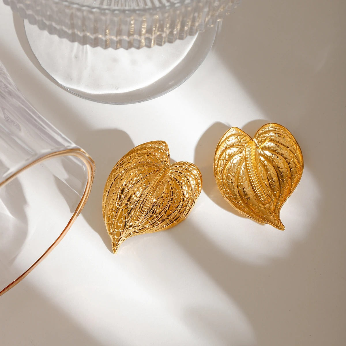 Adelora™ Gold Leaf Statement Stud Earrings