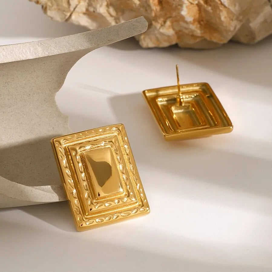Abryelle™ Vintage Geometric Triple-Layer Rectangle Earrings