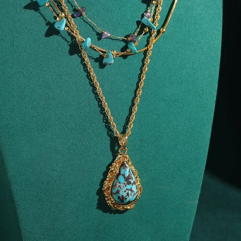 Dioralis™ Vintage Turquoise Amethyst Layered Necklace
