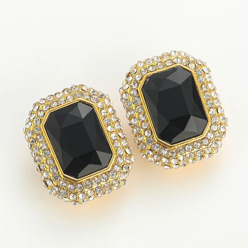 Asvent™ Vintage Black Crystal Square Stud Earrings