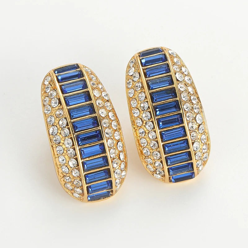 Elodie™ Vintage Blue Zircon Gold Stud Earrings