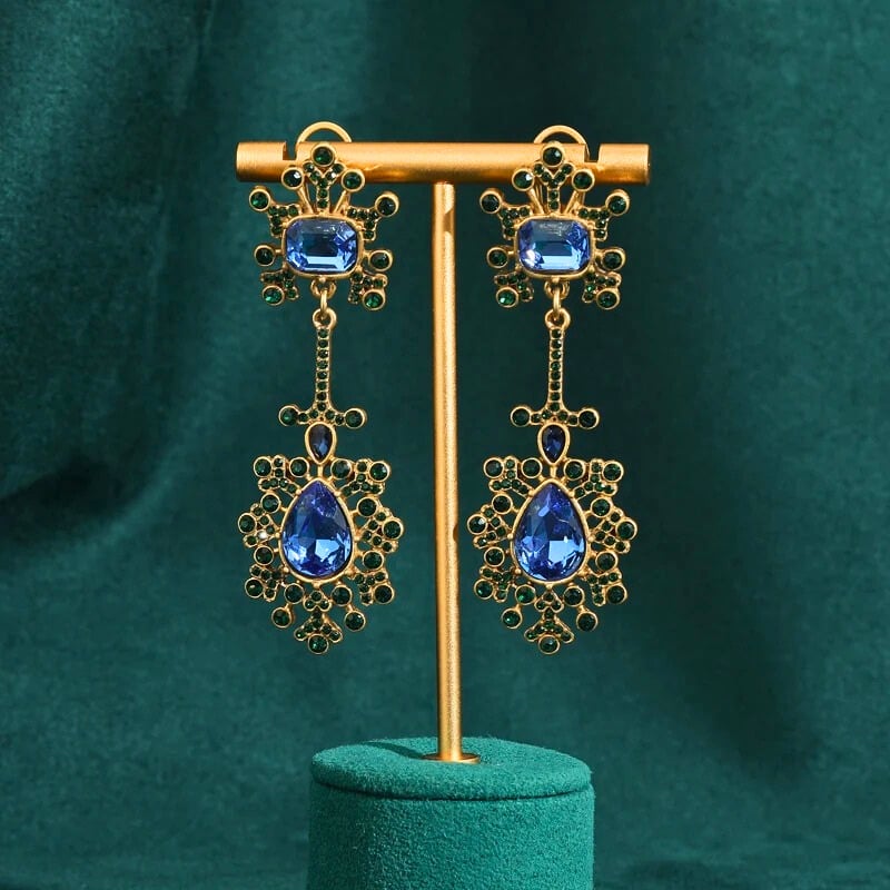 Nirevia™ – Vintage Blue Crystal Teardrop Earrings