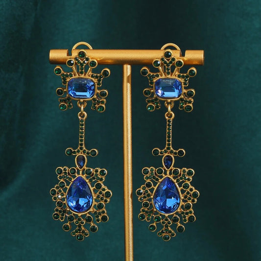 Nirevia™ – Vintage Blue Crystal Teardrop Earrings