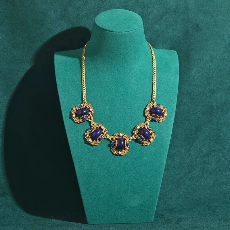 Olivara™ Vintage Bohemian Blue Stone Choker Necklace