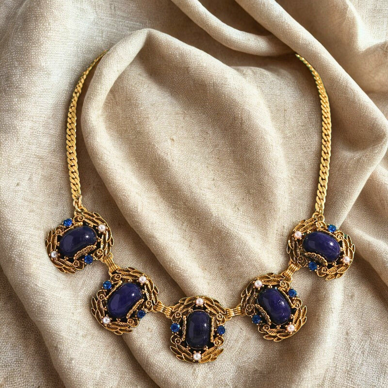 Olivara™ Vintage Bohemian Blue Stone Choker Necklace