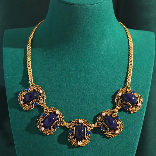 Olivara™ Vintage Bohemian Blue Stone Choker Necklace