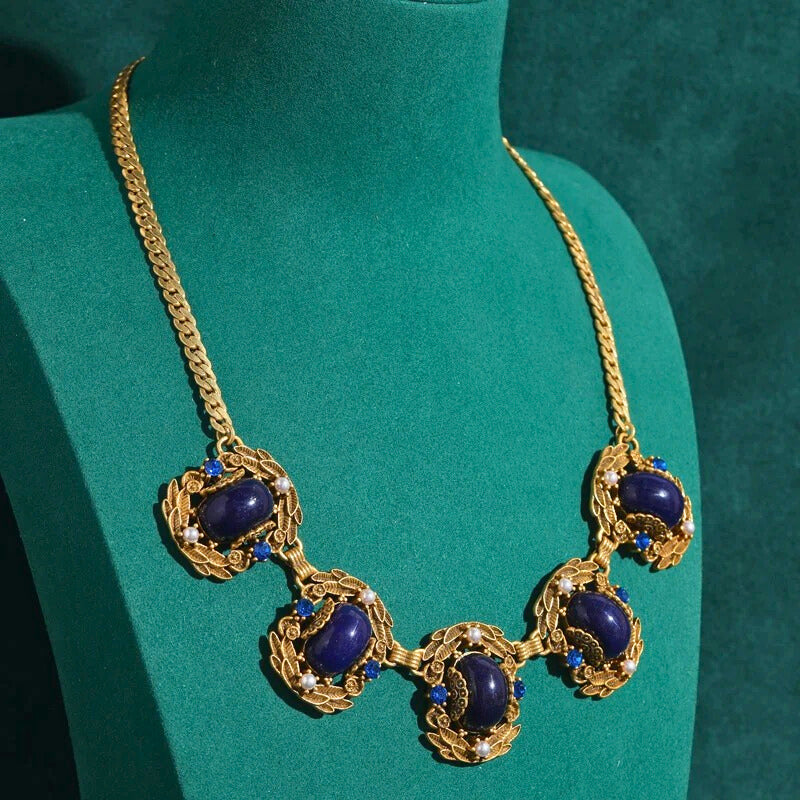 Olivara™ Vintage Bohemian Blue Stone Choker Necklace
