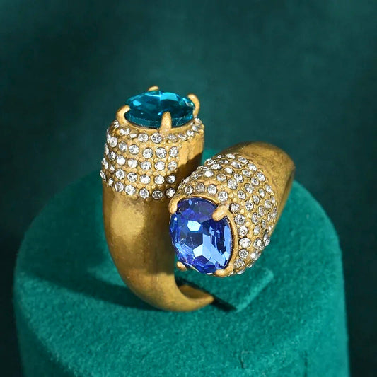 Olyndra™ Bold Leopard Blue Stone Statement Ring