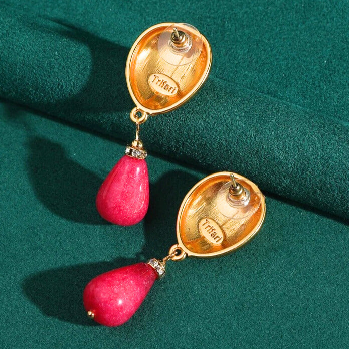 Rosavelle™ Vintage Rose Stone Drop Earrings