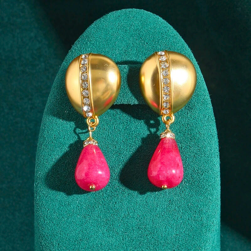 Rosavelle™ Vintage Rose Stone Drop Earrings