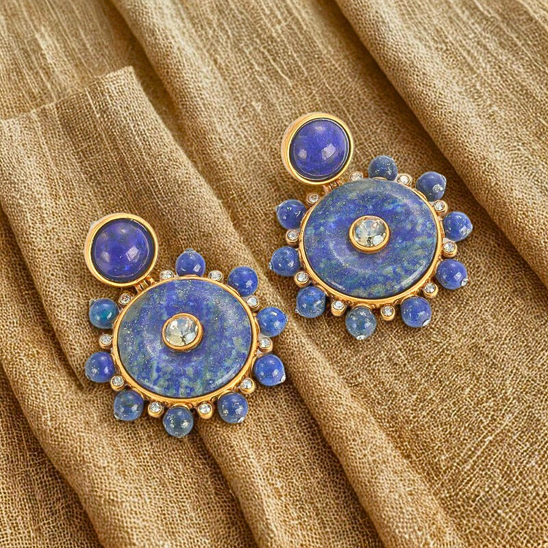 Saphara™ Vintage Sapphire Disc Statement Earrings