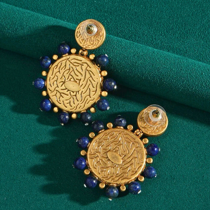 Saphara™ Vintage Sapphire Disc Statement Earrings