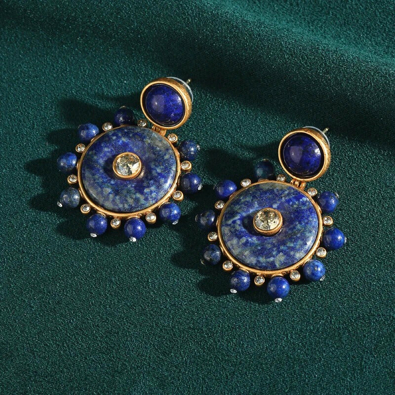 Saphara™ Vintage Sapphire Disc Statement Earrings