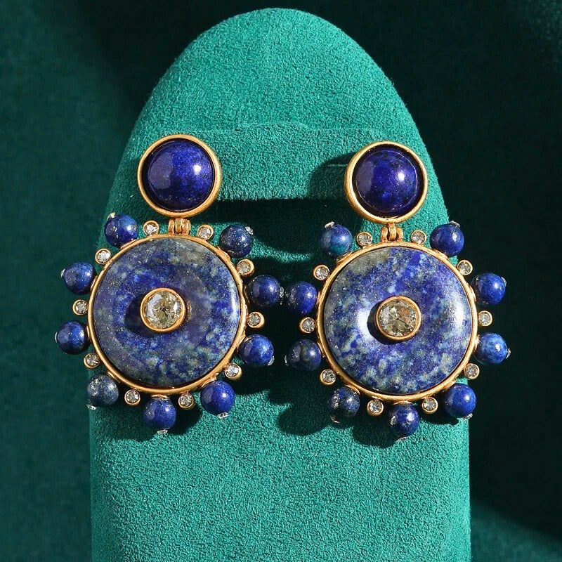 Saphara™ Vintage Sapphire Disc Statement Earrings