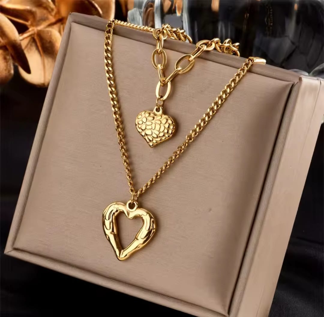 Felicitas™ 316L Stainless Steel Double Love Textured Necklace