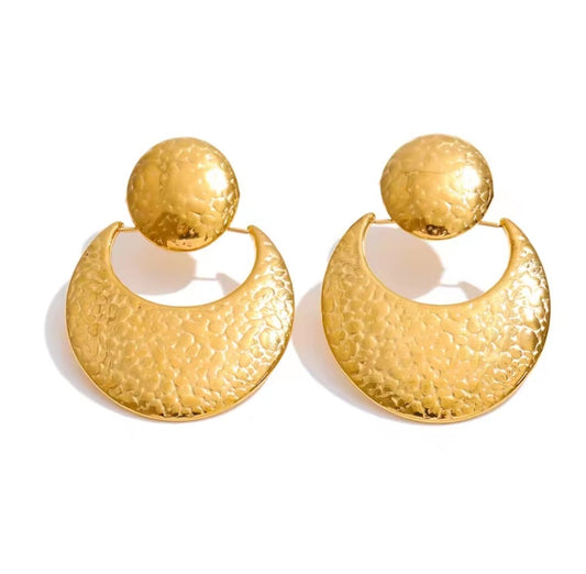 Aurevia™ Hammered Geometric Stainless Steel Statement Earrings