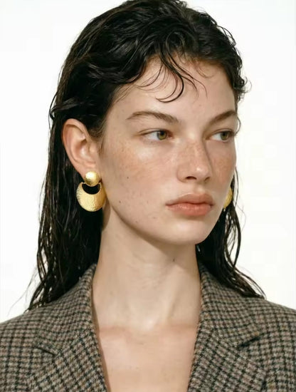 Aurevia™ Hammered Geometric Stainless Steel Statement Earrings
