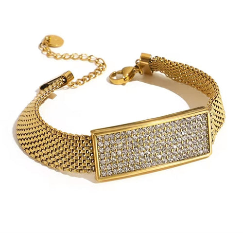 Brionne™ Gold Rhinestone Stainless Steel Bracelet