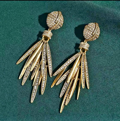 Tiffany™ Vintage Large Rhinestone Tassel Earrings