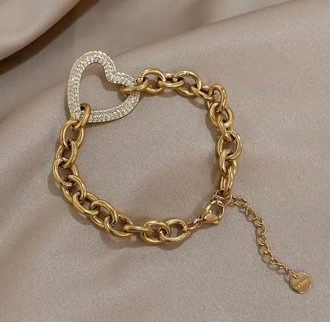Auphelia™ Punk Chunky Gold Heart Chain Bracelet