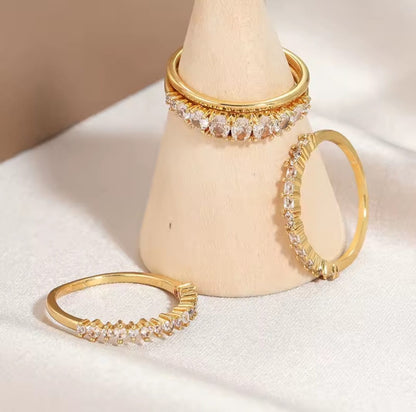 Grenata™ 14K Gold Zircon Stacking Ring Set – Elegant Everyday Sparkle Collection