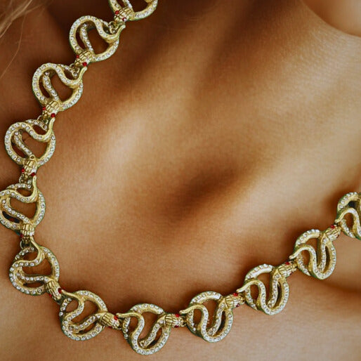 Vyperra™ Retro Punk Snake Rhinestone Choker
