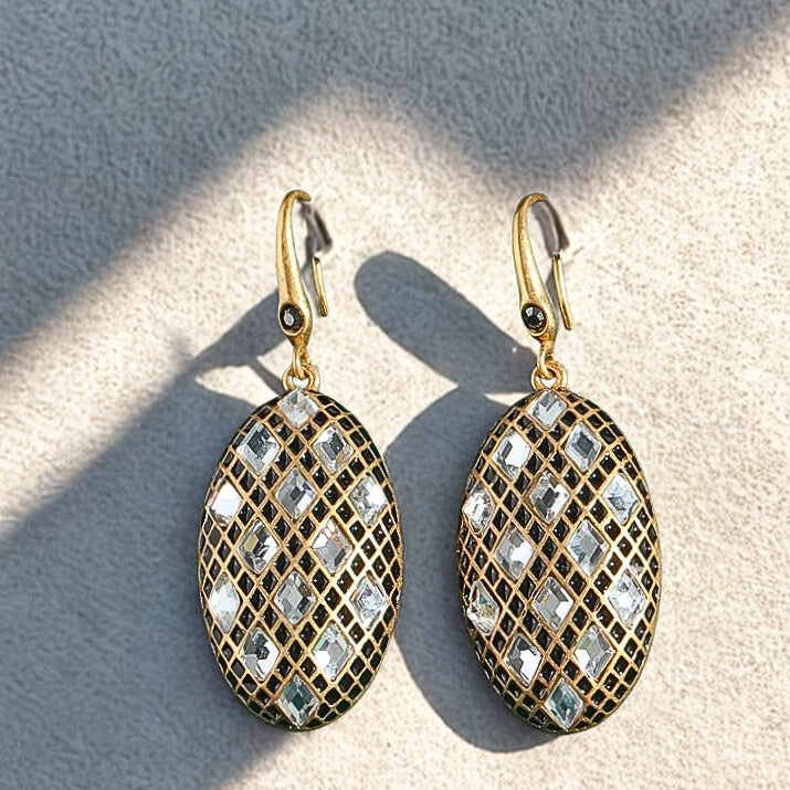 Olivia™ Antique Gold Oval Zircon Drop Earrings