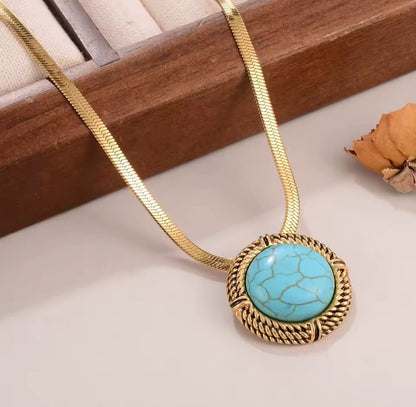 Belinda™ 18K Gold Turquoise Blade-Chain Pendant Necklace