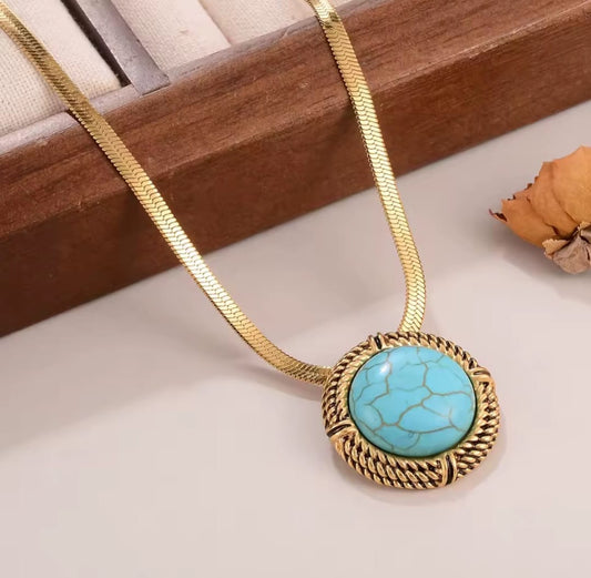 Belinda™ 18K Gold Turquoise Blade-Chain Pendant Necklace