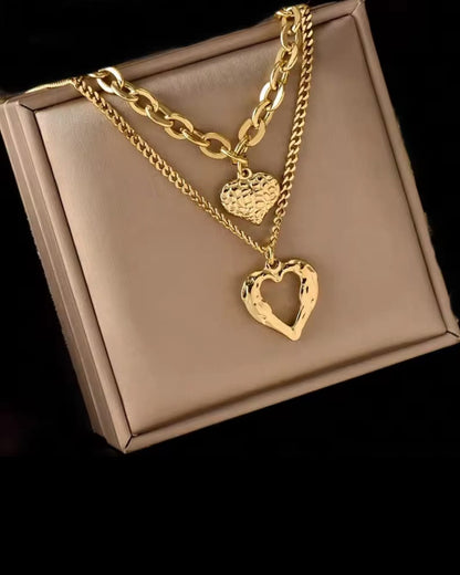 Felicitas™ 316L Stainless Steel Double Love Textured Necklace