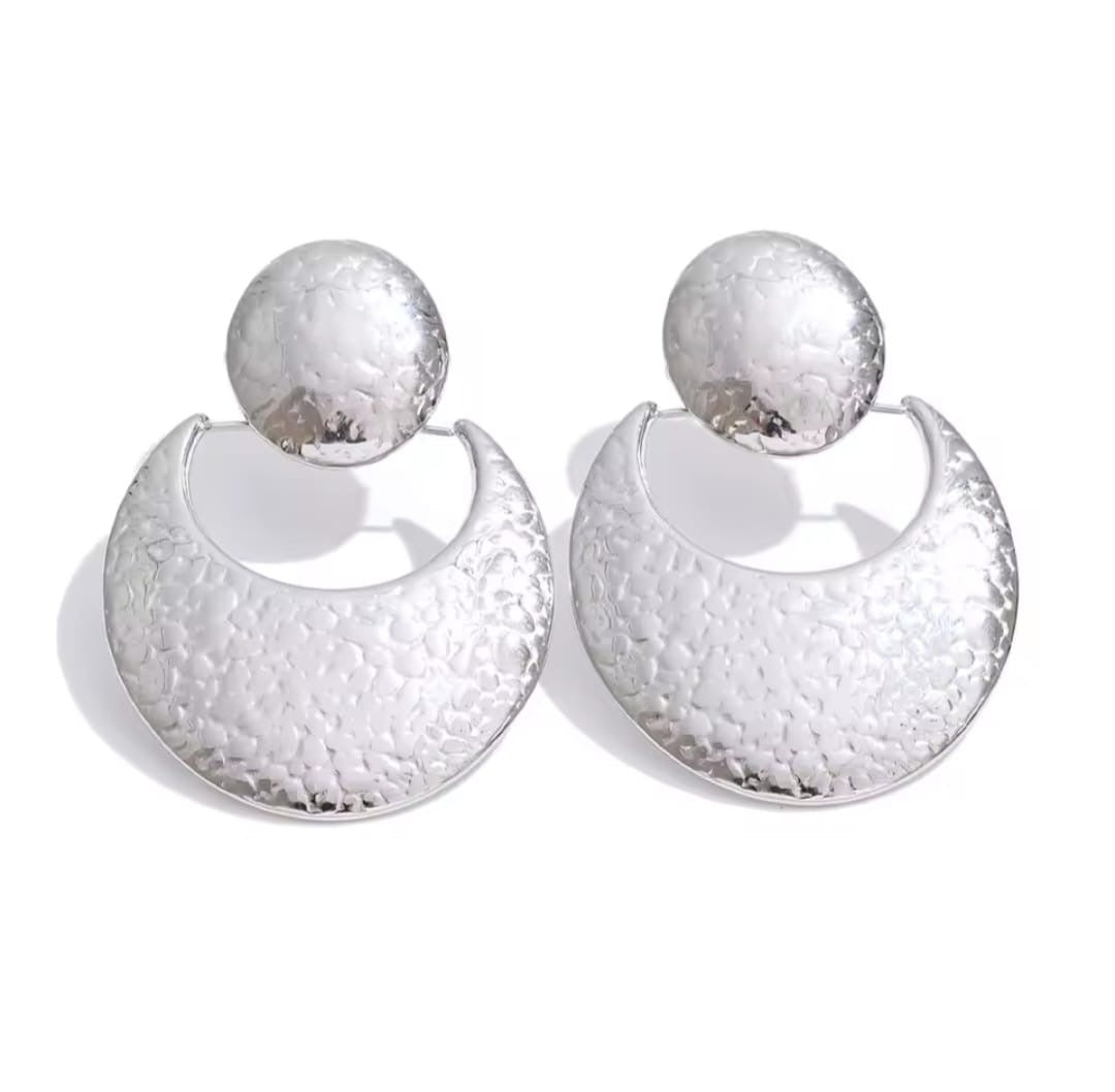 Aurevia™ Hammered Geometric Stainless Steel Statement Earrings