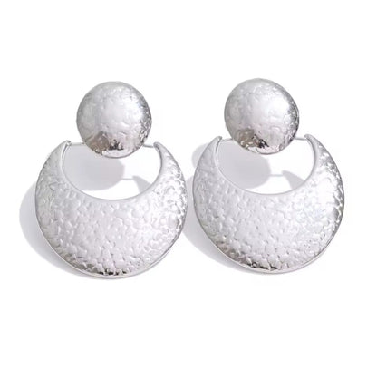 Aurevia™ Hammered Geometric Stainless Steel Statement Earrings