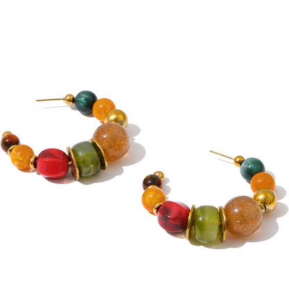 Brivont™ French Acrylic Pearl C-Shape Huggie Earrings