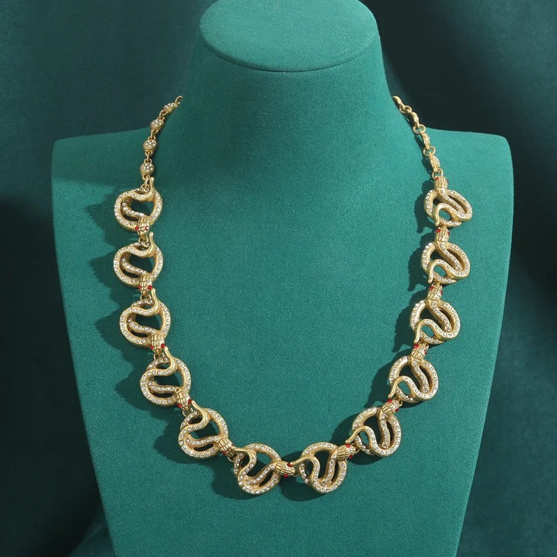 Vyperra™ Retro Punk Snake Rhinestone Choker