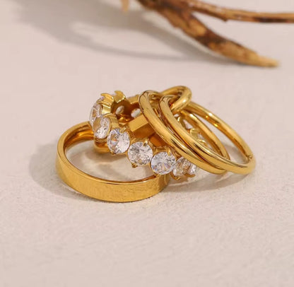 Grindella™ 18K Gold Multi-Layer Zircon Luxury Ring