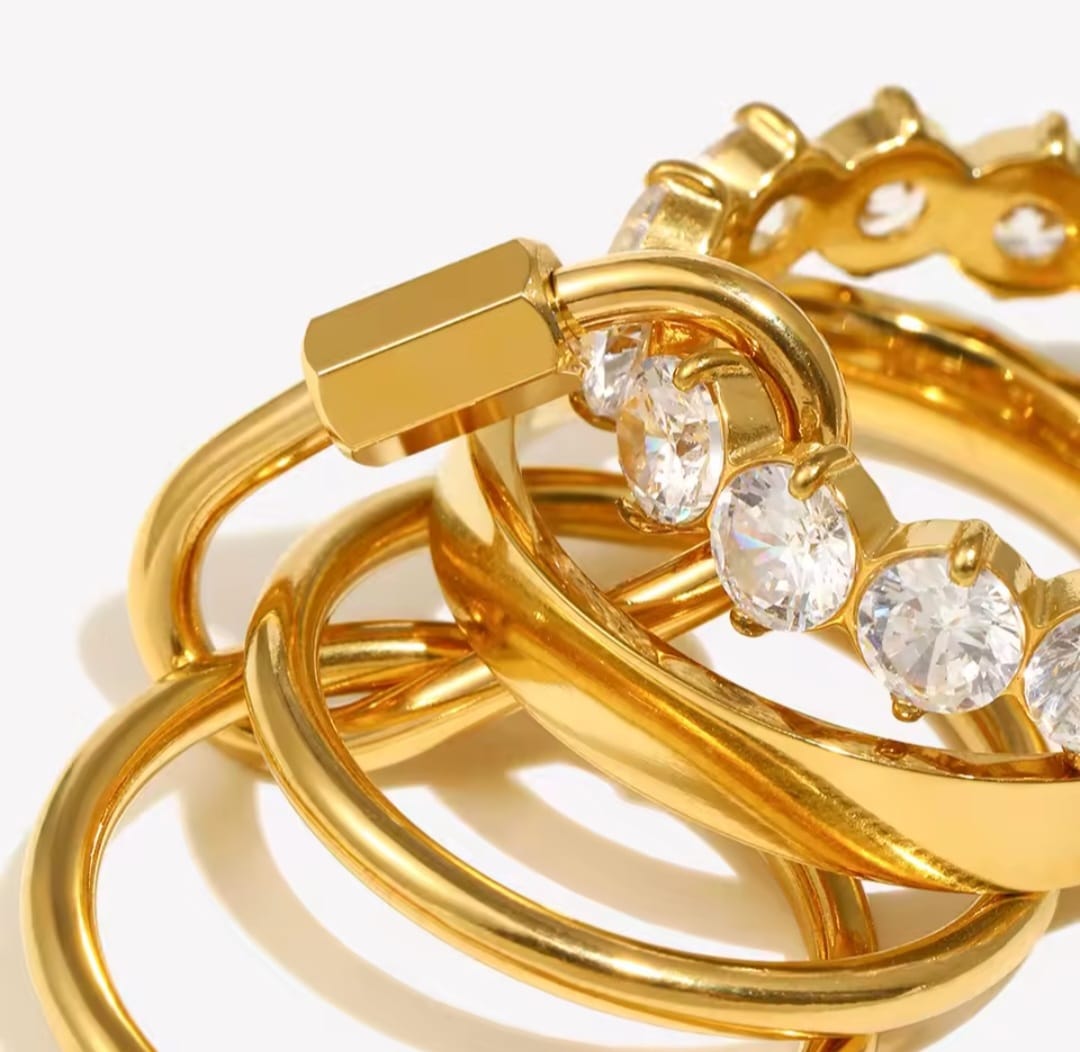 Grindella™ 18K Gold Multi-Layer Zircon Luxury Ring