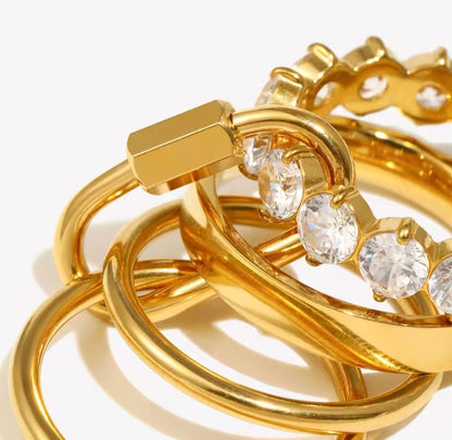 Grindella™ 18K Gold Multi-Layer Zircon Luxury Ring