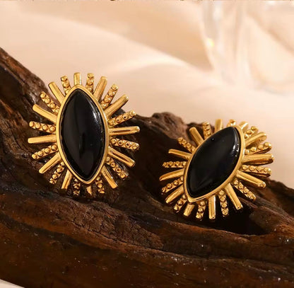Agrelia™ Vintage Oval Agate Stone Earrings