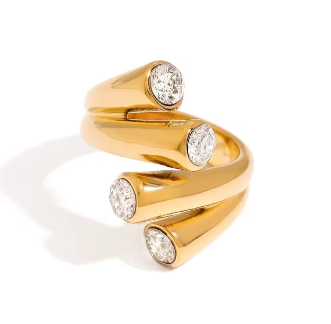 Aivelle™ Double-Layer Geometric Zircon Open Ring