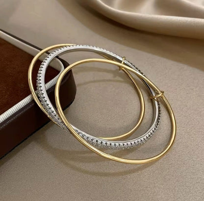 Valentina™ Three-Piece Two-Tone Rhinestone Stackable Bangles