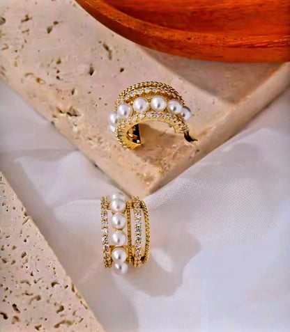 Valcure™ Geometric Pearl & Zirconia Stud Earrings