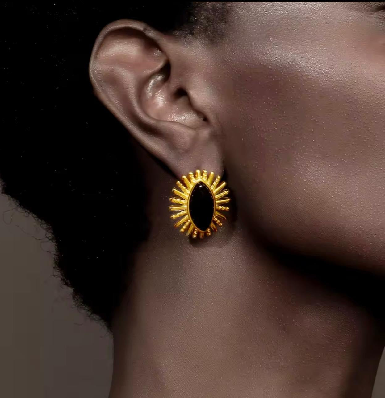 Agrelia™ Vintage Oval Agate Stone Earrings