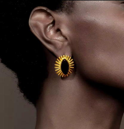 Agrelia™ Vintage Oval Agate Stone Earrings