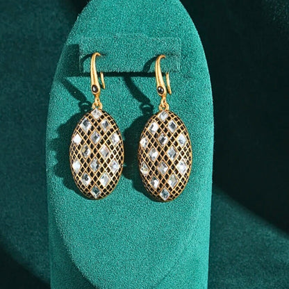 Olivia™ Antique Gold Oval Zircon Drop Earrings
