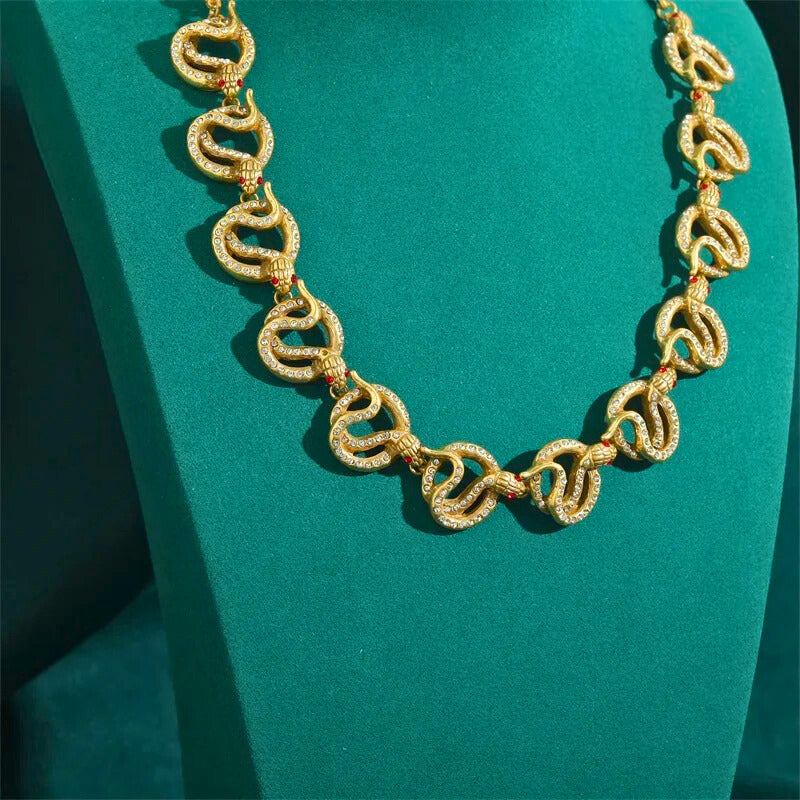 Vyperra™ Retro Punk Snake Rhinestone Choker