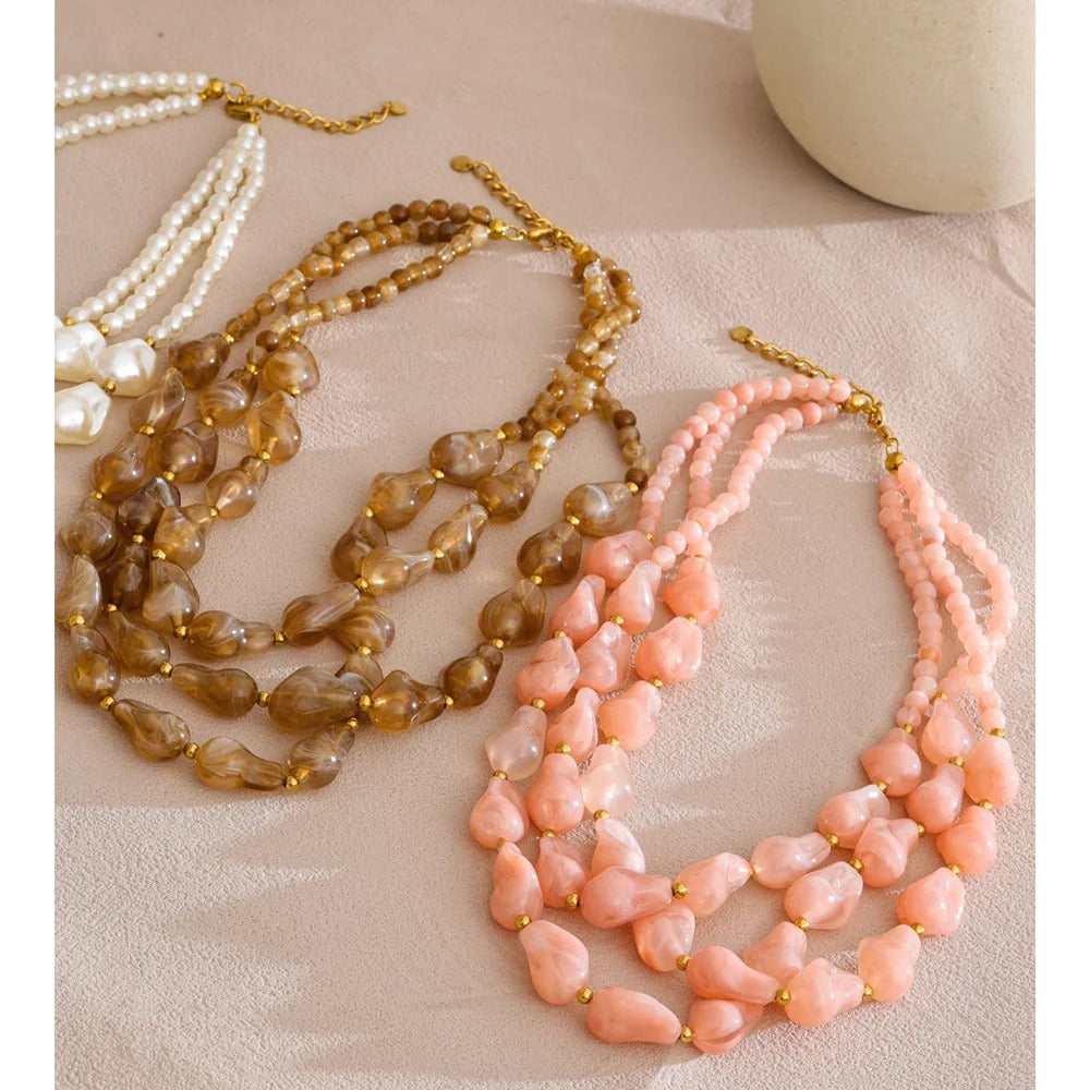 Clervont™ Handmade Layered Pearl Teardrop Necklace