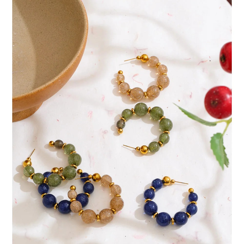 Brivont™ French Acrylic Pearl C-Shape Huggie Earrings