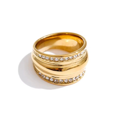 Falinda™ Wide Zirconia PVD-Plated Stainless Steel Ring